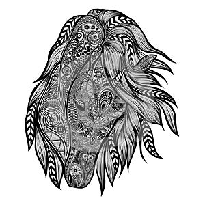 Vector horse from patterns in zentangle style. Beautiful art